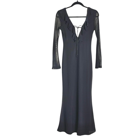 Princess Polly Maskell Long Sleeve Maxi Dress Black Sheer — Size 4 - Picture 7 of 14